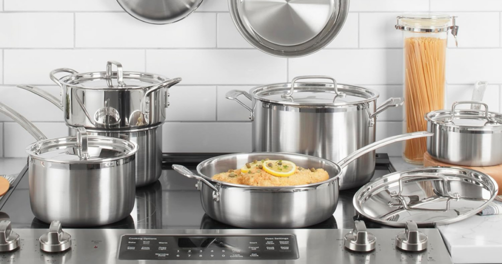 Cuisinart 12 Piece Cookware Set, MultiClad Pro Triple Ply, Silver, MCP-12N