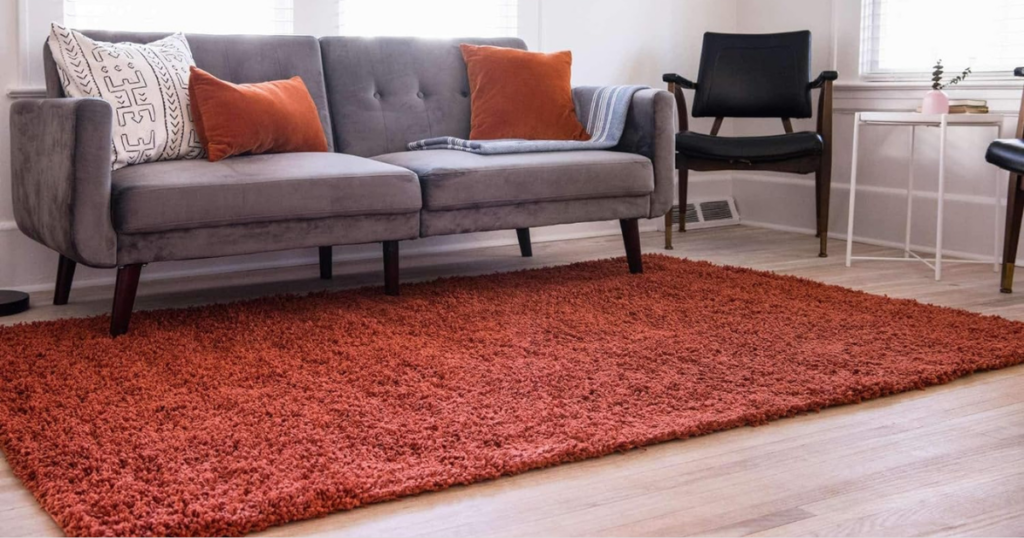 Unique Loom Solid Shag Collection Area Rug (5' 1" x 8' Rectangle, Terracotta)