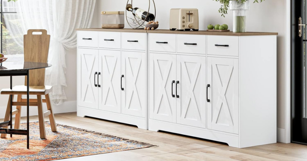 HOSTACK Modern Farmhouse Sideboard Buffet Cabinet